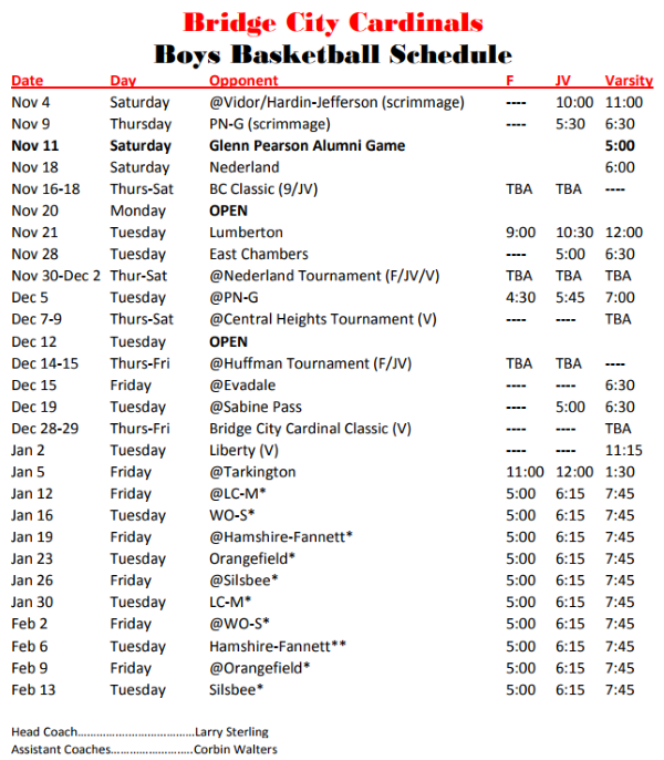 Area High School Basketball Schedules - KOGT