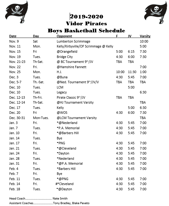 Boys 2019-20 Hoop Schedules - Kogt