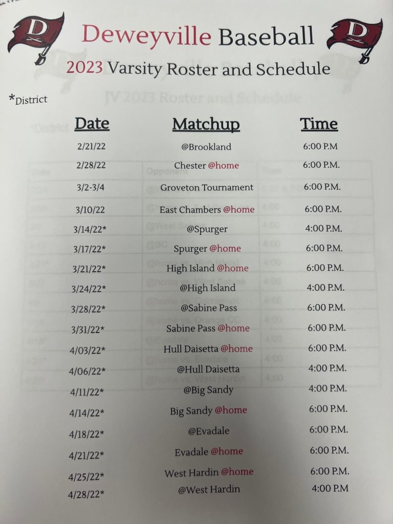 2023 Baseball/Softball Schedules KOGT